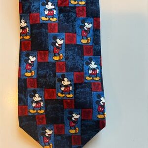 Disney Store Mickey Mouse Silk Tie Blue Red Black Character Pattern Men